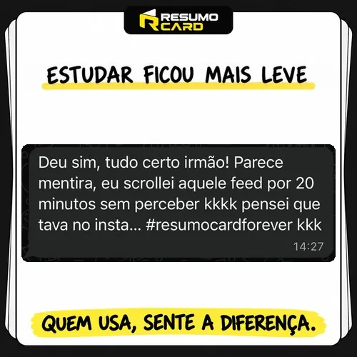 Depoimento de assinante do RESUMO CARD: Estudar ficou mais leve