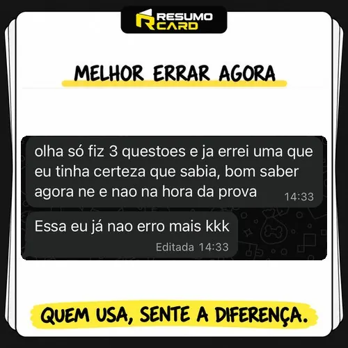 Depoimento de assinante do RESUMO CARD: Melhor errar agora