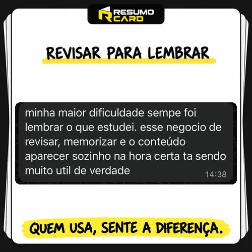 Depoimento de assinante do RESUMO CARD: Revisar para lembrar