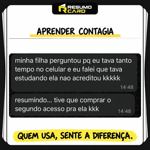 Depoimento de assinante do RESUMO CARD: Aprender contagia
