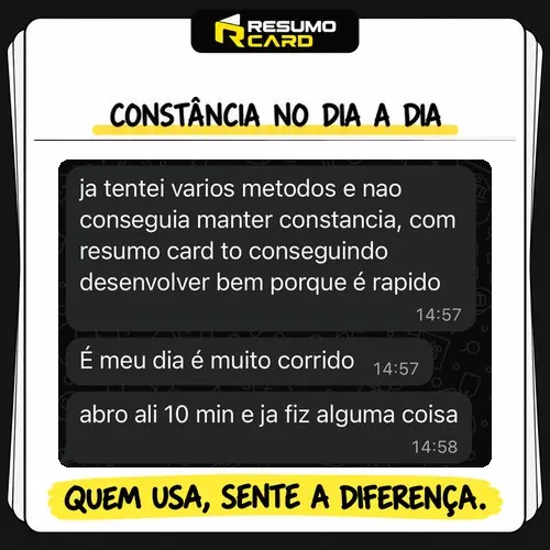 Depoimento de assinante do RESUMO CARD: Constância no dia a dia